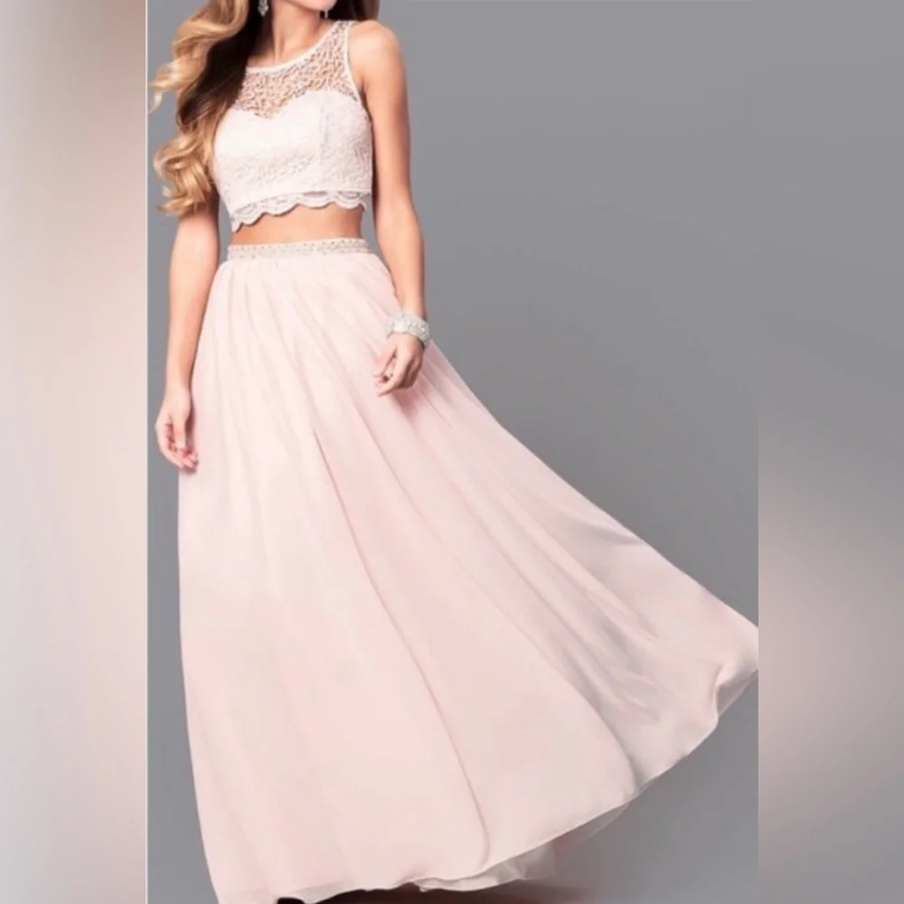 NWT Sequin Hearts Blush Beaded & Lace 2 Piece Formal HOCO Prom Dress  Size 18 - Picture 9 of 9